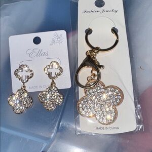 Ella Gold and Silver Earrings and Keychain Set